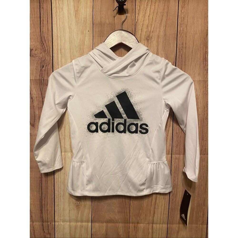 Adidas size 5 Girls white long sleeve shirt top hoodie